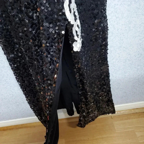 Vintage Cocktail Party Black Sequin VIJIV Festive Night Dress Size L - Picture 4 of 7